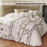 Bedding House Van Gogh Plum Blossoms Sand Cotton Sateen Quilt Cover Set King V442-HIN-QUILTCS-PLUMBLOSSOMS-SAND-KI