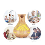 Essential Oil Aroma Diffuser and Remote - 500ml Vase Tulip Wood Mist Humidifier V238-SUPDZ-40003398467664