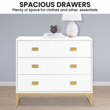 Sarantino Amara Chest of Drawers Tallboy Dresser - White/Gold CHE-90L-05-WHG