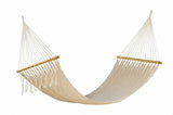Mayan Legacy Queen Size Outdoor Cotton Mexican Resort Hammock With Fringe in Cream Colour V97-RCREAM
