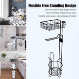 Toilet Paper Holder Stand and Storage Dispenser with Shelf for Bathroom V178-84373