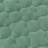 SOGA Green 183cm Wide Mattress Cover Thick Quilted Fleece Stretchable Clover Design Bed Spread Sheet BCOVER7010