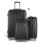 Wanderlite 3pcs LuggageTrolley Set Travel Suitcase Storage Organiser Carry On Hard Case TSA LUG-ABS-SPA-3SET-BK