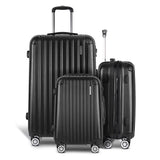 Wanderlite 3pcs LuggageTrolley Set Travel Suitcase Storage Organiser Carry On Hard Case TSA LUG-ABS-SPA-3SET-BK