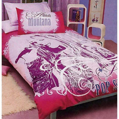 Disney Hannah Montana Pop Star Quilt Cover Set Single V442-CAP-QUILTCS-HANNAHPOPSTAR-PINK-SB