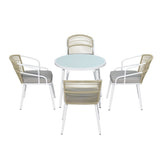 Gardeon Outdoor Dining Set 5 Piece Aluminum Table Chairs Setting White FF-DINING-5CLS-ROUND-ABC