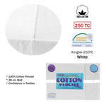 Kingtex 250TC Cotton Percale Sheet Set King White V442-KIT-SHEETS-KINGTEX250TC-WHITE-KI