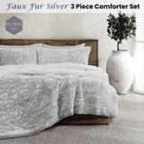 Ardor Faux Fur Silver 3 Piece Comforter Set Queen/King V442-INT-COMFORTER-FAUXFUR-SILVER-QS