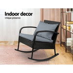 Gardeon Outdoor Furniture Rocking Chair Wicker Garden Patio Lounge Setting Black ODF-ROCK-E-CHAIR-BK