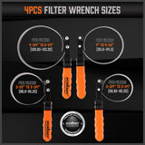 5Pc Oil Filter Wrench Set Swivel Grip Steel Belt Spanner Universal Filter Remove V465-97862-AU-5