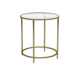 VASAGLE Round Side Table with Tempered Glass Top V384-LGT20G