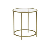 VASAGLE Round Side Table with Tempered Glass Top V384-LGT20G