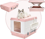 YES4PETS XL Portable Cat Toilet Litter Box Tray Foldable House with Handle and Scoop Pink V278-AT1001-LITTER-TRAY-PINK