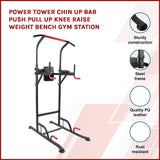 Power Tower Chin Up Bar Push Pull Up Knee Raise Weight Bench Gym Station V63-834311
