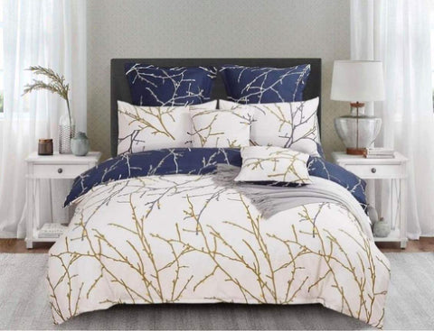 Tree Reversible Double SizeQuilt/Duvet Cover Set - Beige V493-MD-413