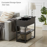 Compact 3-Tier Sofa Side Table with Powerboard, Black V178-100042