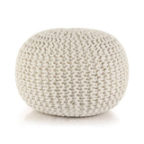 Hand-knitted Pouffe Cotton 50x35 Cm White 43_245072