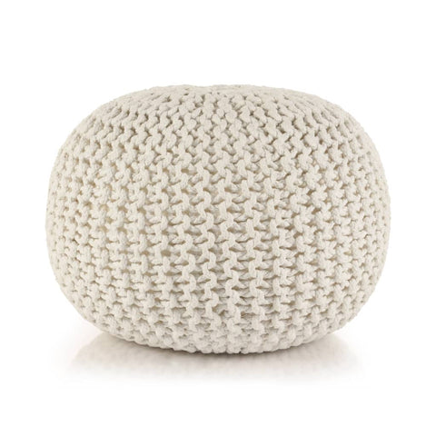 Hand-knitted Pouffe Cotton 50x35 Cm White 43_245072