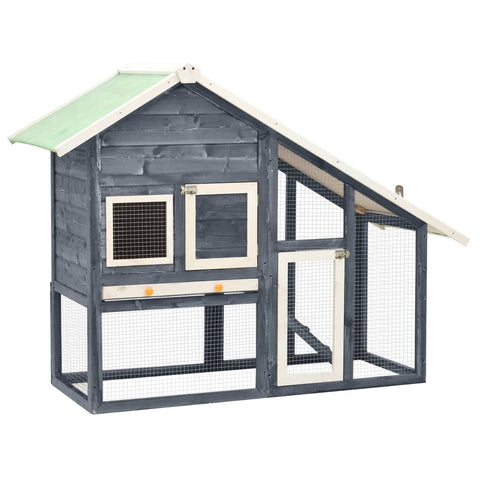 Rabbit Hutch Grey And White 140x63x120 Cm Solid Firwood 43_170869