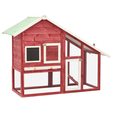 Rabbit Hutch Red And White 140x63x120 Cm Solid Firwood 43_170871