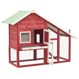Rabbit Hutch Red And White 140x63x120 Cm Solid Firwood 43_170871