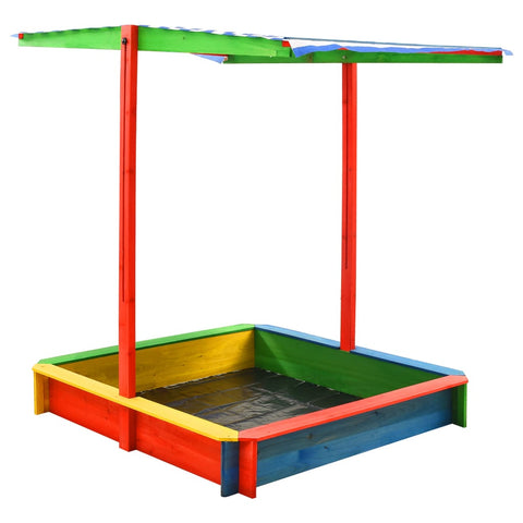Sandbox With Adjustable Roof Fir Wood Multicolour Uv50 43_313887