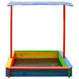 Sandbox With Adjustable Roof Fir Wood Multicolour Uv50 43_313887