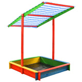 Sandbox With Adjustable Roof Fir Wood Multicolour Uv50 43_313887
