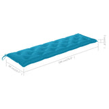 Garden Bench Cushion Light Blue 180x50x7 Cm Fabric 43_314972