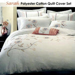 Belmondo Sarah Polyester Cotton Quilt Cover Set Queen V442-CAP-QUILTCS-SARAH-WHITE-QS