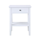 Sarantino Greta Bedside Table with Drawer - White TBL-389-03-WH