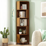 5-Shelf Corner Bookcase Industrial Bookshelf Display Storage Stand V63-838281