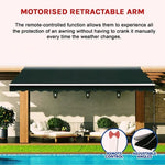 Motorised Outdoor Folding Arm Awning Retractable Sunshade Canopy Black 4.0m x 3.0m V63-842881