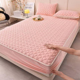 SOGA Pink 183cm Wide Mattress Cover Thick Quilted Fleece Stretchable Clover Design Bed Spread Sheet BCOVER7008