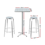 Gardeon 3-Piece Outdoor Bar Set Bistro Table Stools Adjustable Square Cafe FF-TABLESET-SQ