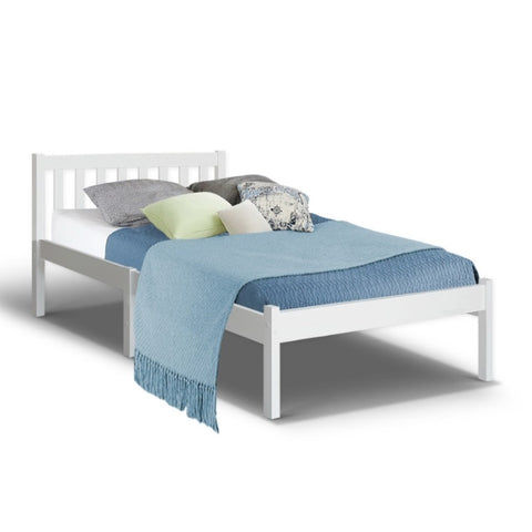 Artiss Bed Frame Single Size Wooden White SOFIE WBED-D-001S-WH