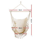 Gardeon Hanging Hammock Chair Outdoor Swing Hammocks Tassel Cream HM-CHAIR-TASSEL-CREAM