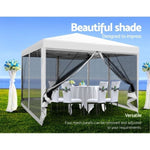 Instahut Gazebo Pop Up Marquee 3x3m Wedding Party Outdoor Camping Tent Canopy Shade Mesh Wall White GAZEBO-POP-M-FG-3X3-WH