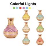 Essential Oil Aroma Diffuser and Remote - 500ml Vase Tulip Wood Mist Humidifier V238-SUPDZ-40003398467664