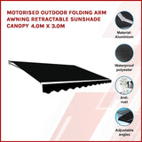 Motorised Outdoor Folding Arm Awning Retractable Sunshade Canopy Black 4.0m x 3.0m V63-842881