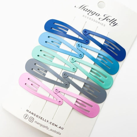 MANGO JELLY Everyday Snap Hair Clips - Turquoise - Six Pack V659-HC-5CM-10P-BASIC-TURQUOISE-6-P