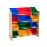 Kids Organiser Shelf Storage Rack for Toys - 12 Multicoloured Bins V196-5608