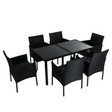 Outdoor Minimalist Black Wicker 6-Seater Dining Set V264-OTF-527S-BLK