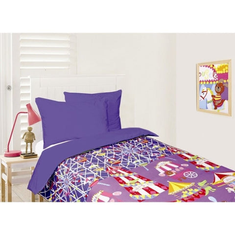 Happy Kids Glow in the Dark Quilt Cover Set Funfair Blue Double V442-HIN-QUILTCS-GLOWINTHEDARK-FUNFAIR-BLUE-DS