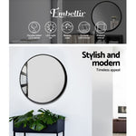 Embellir Wall Mirror Makeup 50cm Home Decor Framed Mirrors Bathroom Round Black MM-WALL-ROU-BK-50