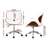 Artiss Wooden Office Chair Leather Seat White OCHAIR-BS-5429-WH