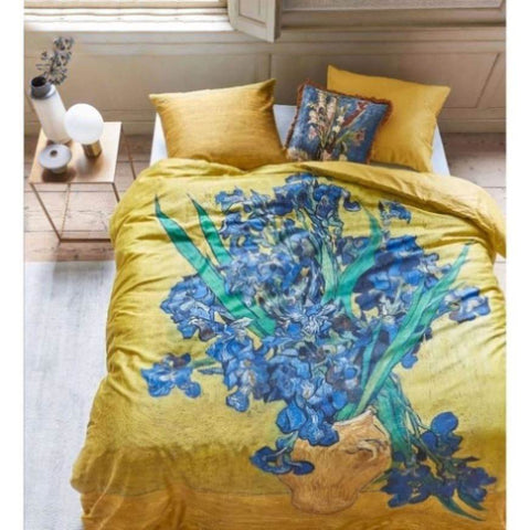 Bedding House Irises Yellow Cotton Sateen Quilt Cover Set Queen V442-HIN-QUILTCS-IRISES-YELLOW-QS