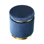 Artiss Ottoman Foot Stool Round Velvet Navy FS-B-675-VEL-NA