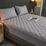 SOGA Grey 138cm Wide Cross-Hatch Mattress Cover Thick Quilted Stretchable Bed Spread Sheet Protector BCOVER4005