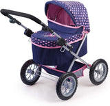 Trendy Dolls Pram, Foldable with Height-Adjustable Handle, Blue and Pink V178-22191